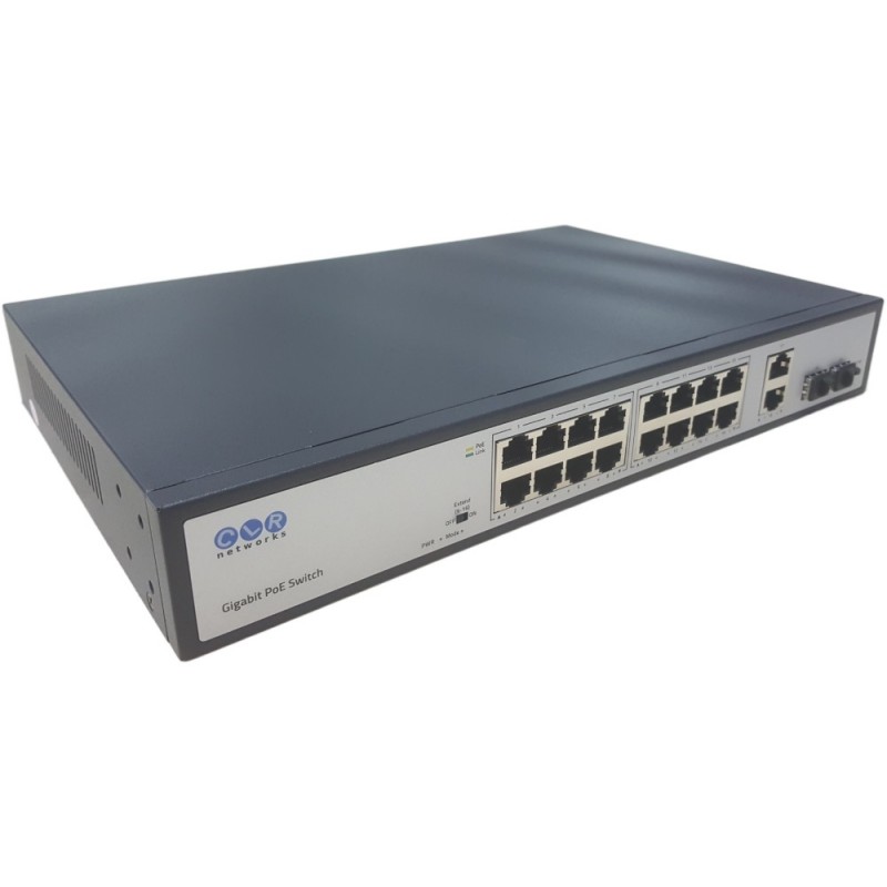 PoE Switch 16 Port RJ45 POE + 2 Port RJ45 Uplink + 2 Port SFP @ CLR-SWG-2920P