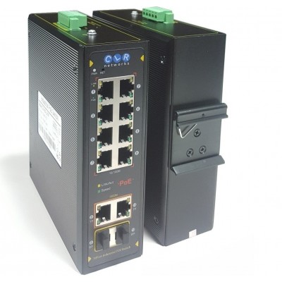 Endüstriyel POE Switch 8 RJ45 POE + 2 Gigabit RJ45/SFP Combo @ CLR-IES-L210P