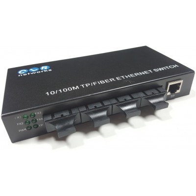 Mini Switch 1 Port RJ45 + 4 Port 100M SC DX @ CLR-SWF-14F