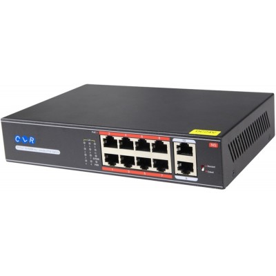 CLR-SWF-820A @ 8 RJ45 PoE + 2 Uplink RJ45 Fast Ethernet PoE Switch