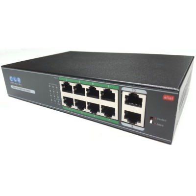 CLR-SWF-820P @ 8 RJ45 PoE + 2 Uplink RJ45 Fast Ethernet PoE Switch