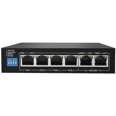 PoE Switch 4 Port RJ45 PoE + 2 Port RJ45 Uplink @ CLR-SWG-1406P