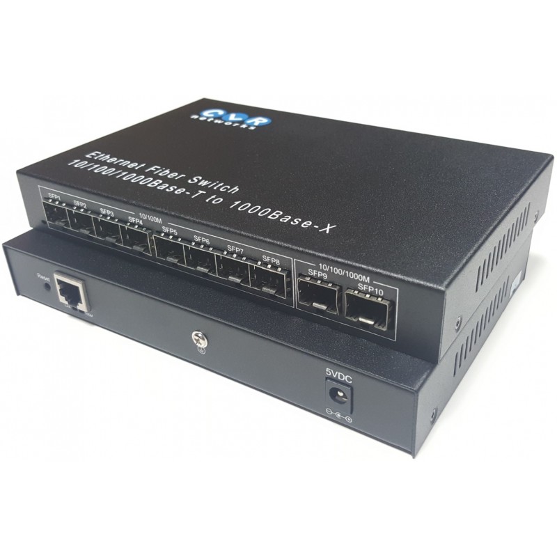 CLR-SW-182S @ Unmanaged Ethernet Omurga Fiber Switch 8*100M SFP + 2*1G SFP + 1*RJ45