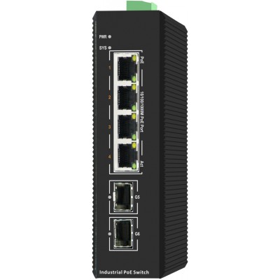 Yönetilebilir Endüstriyel Switch 4Port RJ45 POE 802.3bt  + 2Port SFP - CLR-IES-7106P