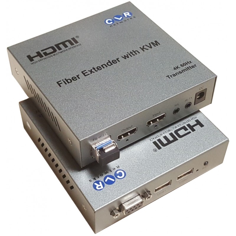 CLR-HDMI-K42F @ 4K UHD HDMI 2.0 Fiber Optik KVM Extender LC 20km IR