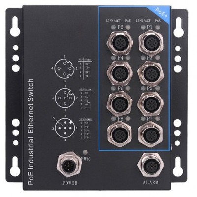 M12 Endüstriyel Switch 8 Port  POE 10/100M M12 Yönetilemez Railway EN50155 @ CLR-RWS-6408P