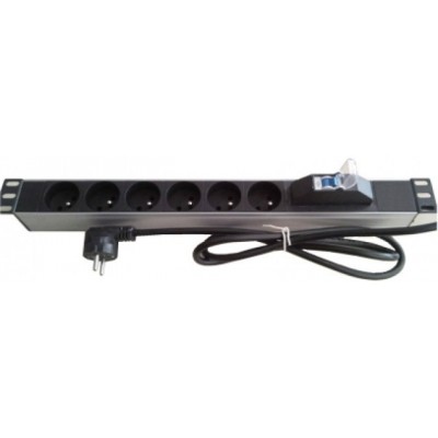 PDU-SD106U @ Grup Priz Schuko Soketli 6'lı 16A Sigortalı Kablolu UPS Tip Rack 1U