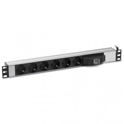 PDU-SD106S @ Grup Priz Schuko Soketli 6'lı 16A Sigortalı Kablolu Şebeke tip Rack 1U