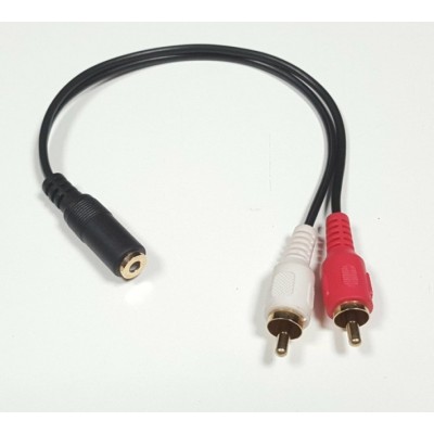 Stereo Audio Kablo 3.5MM Dişi to 2*RCA Erkek Çevirici 20cm