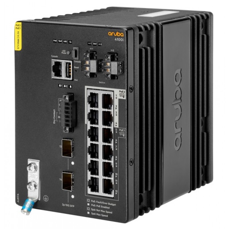 JL817A Aruba HPE 4100i 12 Port POE + 2 Port 10G SFP+ Yönetilebilir Endüstriyel Switch