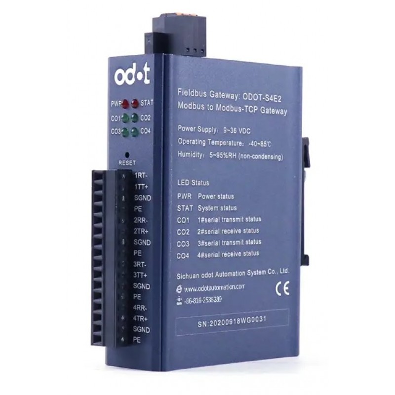 ODOT-S4E2 4 Port Modbus RTU/ASCII to Modbus TCP Converter