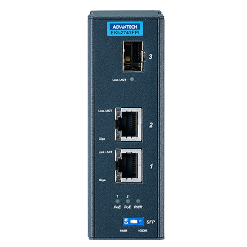 Advantech EKI-2742FPI 2Port GE POE + 1x SFP Endüstriyel Switch