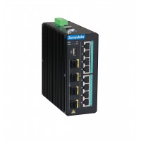 MES6400PHR-8GT4XS DIN-Rail Endüstriyel 12 Port Gigabit/10G Ethernet Switch